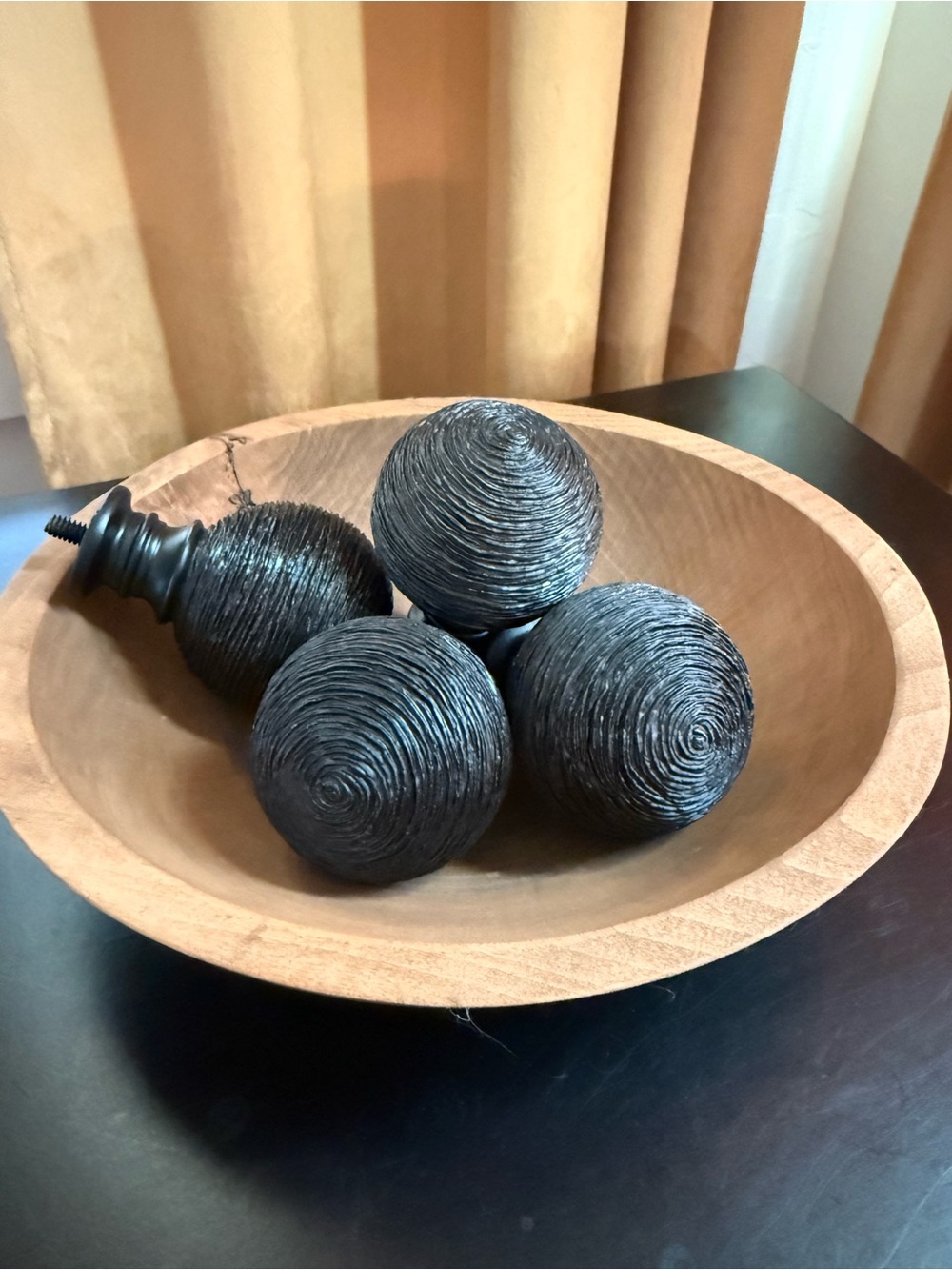Set of 4 Black Curtain Rod Finials